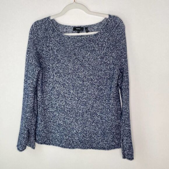 Theory Blue Speckled Knit Wide Neck Sweater Cashmere Linen sz. S #QQ - Picture 2 of 9